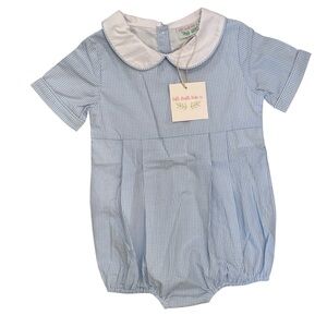 NWT Tutti Frutti Kids Bubble Romper Playsuit Collared Gingham Blue Jon Jon